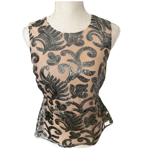 Anthropologie Greylin Embellished Sequin Peplum Top - Picture 2 of 16